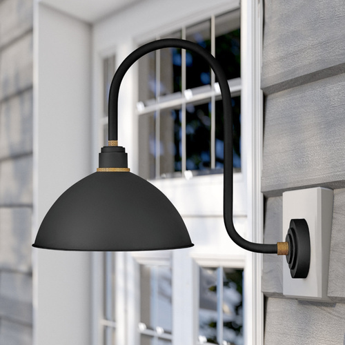 Hinkley Foundry 16-Inch Wide Textured Black & Brass Barn Light by Hinkley Lighting 10675TK