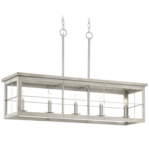 Progress Lighting Hedgerow Brushed Nickel & Grey Washed Oak Island Light