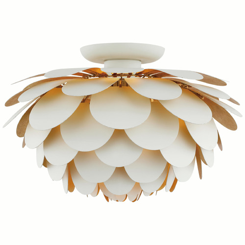 Visual Comfort Signature Collection Chapman & Myers Cynara Flush Mount in White & Gild by VC Signature CHC4163WHT/G