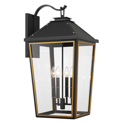 Crystorama Lighting Hawkins Matte Black & Textured Gold Outdoor Wall Light