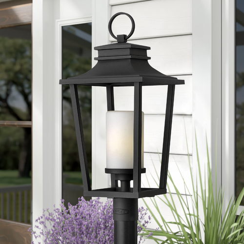 Hinkley Post Light with White Glass in Black Finish 1741BK