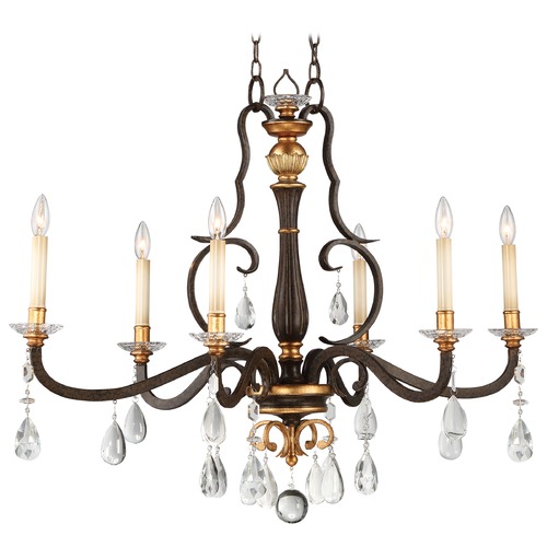 Metropolitan Lighting Chateau Nobles Raven Bronze with Sunburst Gold Crystal Chandelier N6457-652