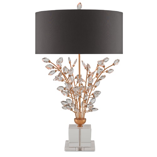 Currey and Company Forget-Me-Not Chinois Gold Leaf/clear Table Lamp with Drum Shade