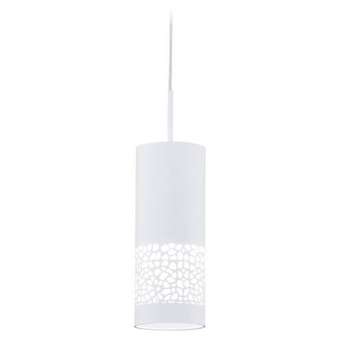 Eglo Lighting Eglo Carmelia White Mini-Pendant Light with Cylindrical Shade 91414A