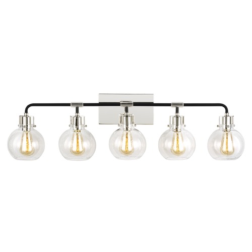 Clara Polished Nickel & Textured Black Bathroom Light by Visual Comfort Studio