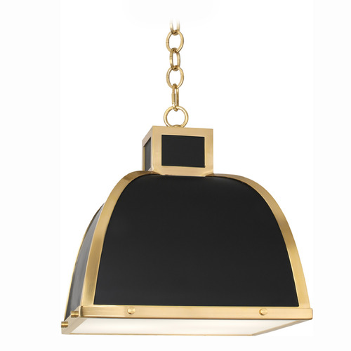 Robert Abbey Lighting Ranger Brass and Black Pendant Light with Square Shade