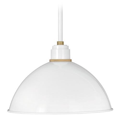 Hinkley Hinkley Foundry Gloss White / Brass Barn Light with Bowl / Dome Shade 10685GW