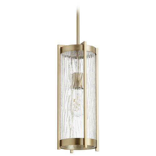 Quorum Lighting Aged Brass Pendant with Cylindrical Shade by Quorum Lighting 809-80