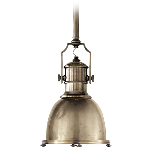 Visual Comfort Signature Collection E.F. Chapman Country Industrial Pendant in Nickel by Visual Comfort Signature CHC5133ANAN