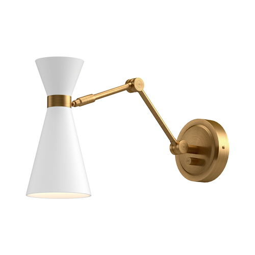 Alora Lighting Alora Lighting Blake Aged Gold & White Swing Arm Lamp WV574524WHAG