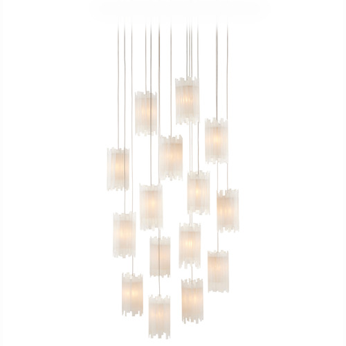 Currey and Company Lighting Currey and Company Escenia Silver Multi-Light Pendant with Cylindrical Shade 9000-0884