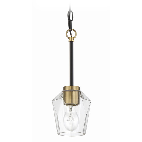 Craftmade Lighting Avante Grand Flat Black & Satin Brass Mini Pendant by Craftmade Lighting 56991-FBSB