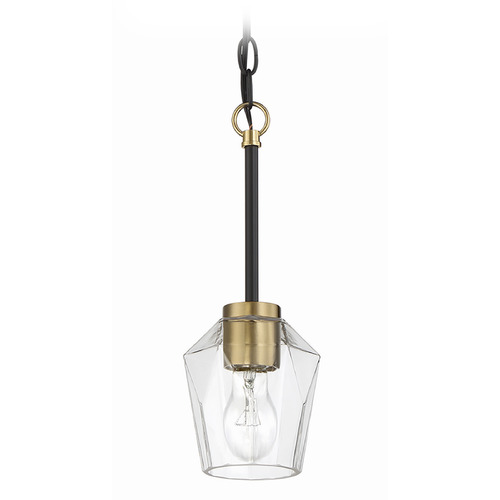 Avante Grand Flat Black & Satin Brass Mini Pendant by Craftmade Lighting