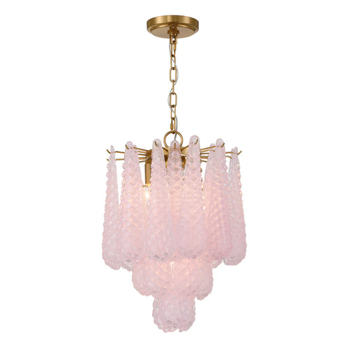Crystorama Lighting Ollie 4-Light Pendant in Aged Brass & Blush by Crystorama Lighting OLL-6004-AG-BH