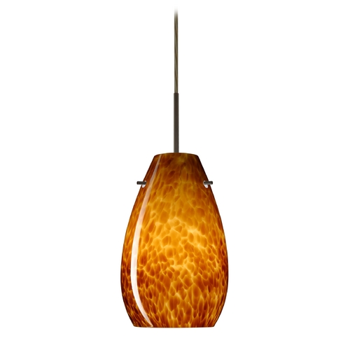 Besa Lighting Modern Pendant Light Amber Glass Bronze by Besa Lighting 1JT-412618-BR