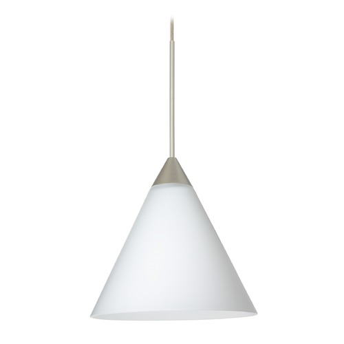 Besa Lighting Besa Lighting Kani Satin Nickel LED Mini-Pendant Light with Conical Shade 1XT-512107-LED-SN