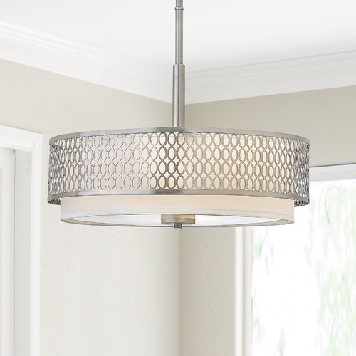 Jules 21-Inch Drum Pendant in Brushed Nickel by Fredrick Ramond