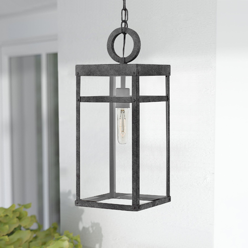 Hinkley Porter 1-Light Aged Zinc Outdoor Hanging Light by Hinkley Lighting 2802DZ