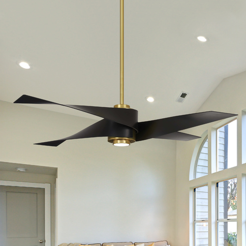 Minka Aire Artemis IV 64-Inch LED Fan in Soft Brass by Minka Aire F903L-SBR/MBK