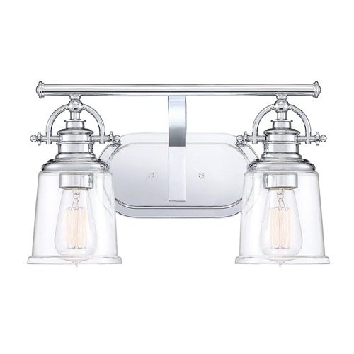 Quoizel Lighting Polished Chrome 2-Light Bathroom Light with Clear Shade GRT8602C