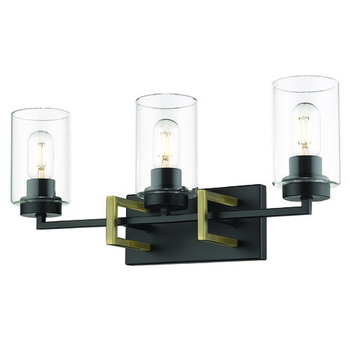 Golden Lighting Tribeca 22.50-Inch Black & Aged Brass Bath Light by Golden Lighting 6070-BA3BLK-AB