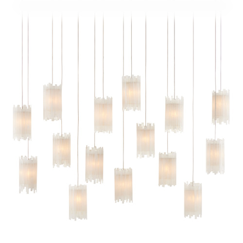 Currey and Company Lighting Currey and Company Escenia Silver Multi-Light Pendant with Cylindrical Shade 9000-0885