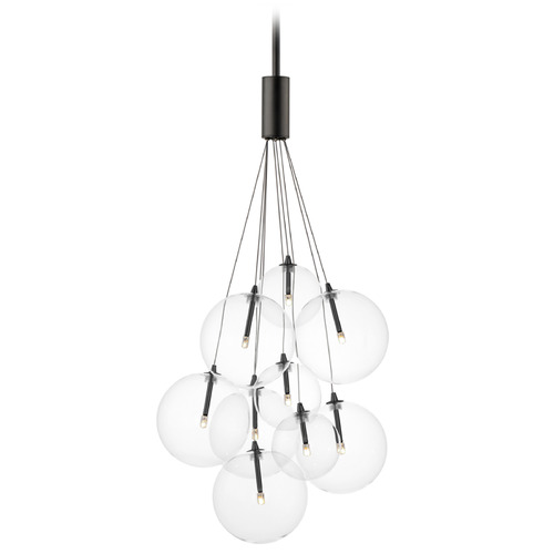 Et2 Burst Black LED Multi-Light Pendant with Globe Shade