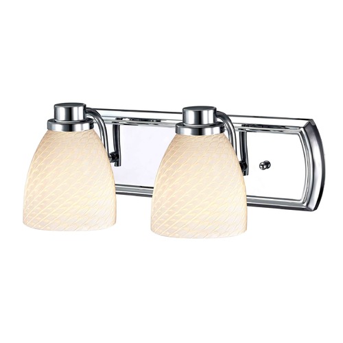 Design Classics Lighting 2-Light Bathroom Light in Chrome with White Art Glass 1202-26 GL1020MB