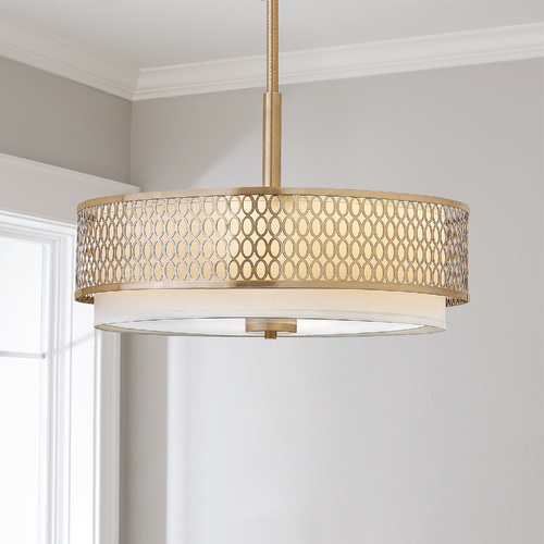 Fredrick Ramond Jules 21-Inch Drum Pendant in Brushed Gold by Fredrick Ramond FR35603BRG