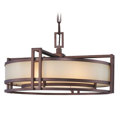 Metropolitan Lighting Underscore Cimmaron Bronze Pendant Light with Drum Shade N6963-1-267B