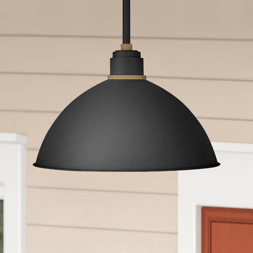 Hinkley Hinkley Foundry Textured Black / Brass Barn Light with Bowl / Dome Shade 10685TK