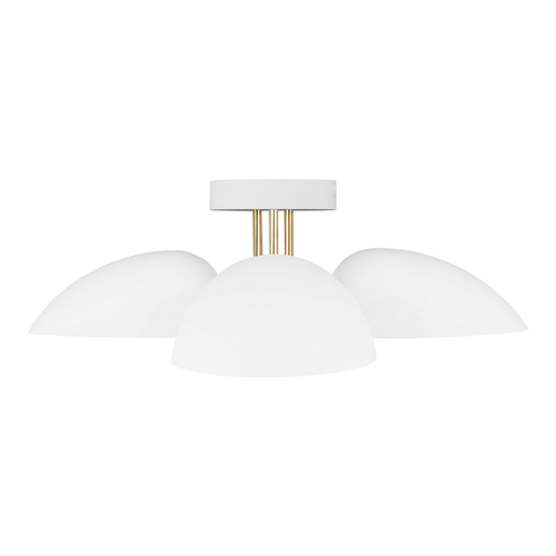 Visual Comfort Studio Collection ED Ellen-DeGeneres Jane 24-Inch Matte White & Brass Semi-Flush Mount by Visual Comfort Studio EF1023MWT