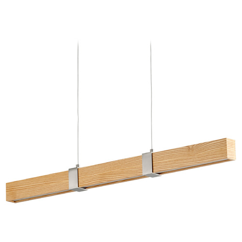 Decca 36-Inch LED Linear Pendant in Oak & Nickel by Oxygen Lighting