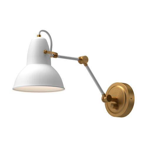 Alora Lighting Alora Lighting Felix Aged Gold & White Swing Arm Lamp WV576027WHAG