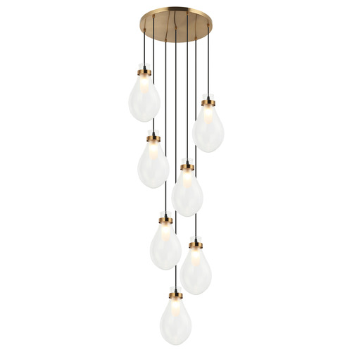Seranna Aged Gold Brass Multi-Light Pendant by Matteo Lighting
