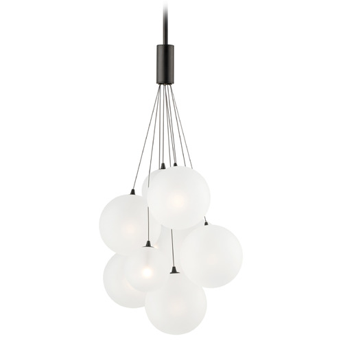 Et2 Burst Black LED Multi-Light Pendant with Globe Shade