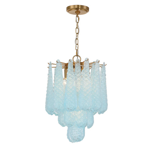 Crystorama Lighting Ollie 4-Light Pendant in Aged Brass & Blue by Crystorama Lighting OLL-6004-AG-BL