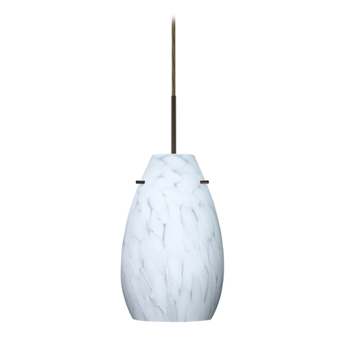 Modern Pendant Light White Glass Bronze by Besa Lighting
