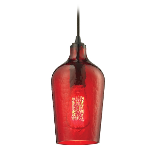 Elk Lighting Mini-Pendant Light with Red Glass 10331/1HRD