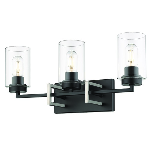 Golden Lighting Tribeca 22.50-Inch Black & Pewter Bath Light by Golden Lighting 6070-BA3BLK-PW