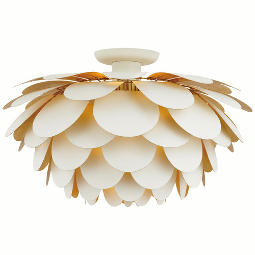 Visual Comfort Signature Collection Chapman & Myers Cynara XL Flush Mount in White & Gild by VC Signature CHC4164WHT/G