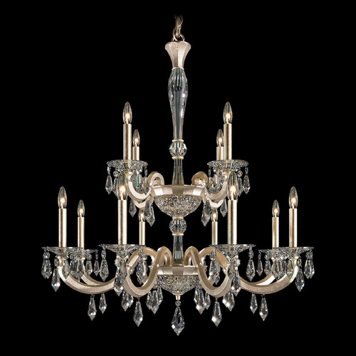 Schonbek Worldwide Lighting Napoli Antique Silver Crystal Chandelier