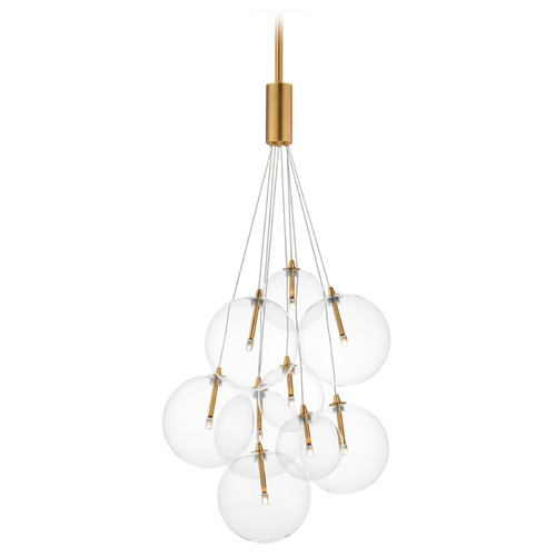Et2 Burst Gold LED Multi-Light Pendant with Globe Shade