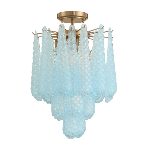 Crystorama Lighting Ollie 4-Light Semi-Flush in Aged Brass & Blue by Crystorama Lighting OLL-6004-AG-BL_CEILING