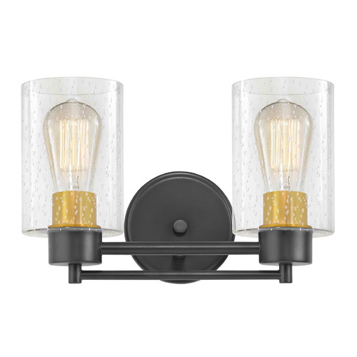 Design Classics Lighting Salida 2-Light Bath Light in Matte Black & Brass by Design Classics 702-07 SB GL1041C
