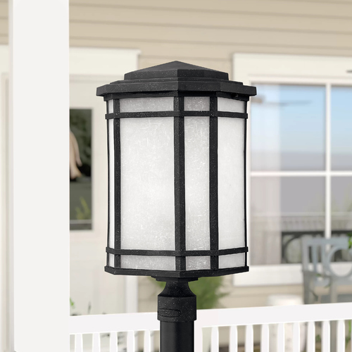 Hinkley Post Light with White Glass in Vintage Black Finish 1271VK