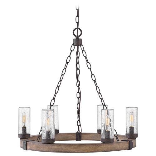 Sawyer 6-Light Sequoia & Iron Rust Outdoor Chandelier by Hinkley Lighting