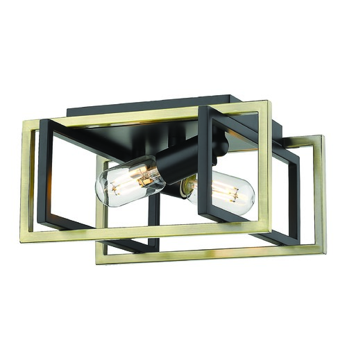 Golden Lighting Golden Lighting Tribeca Black Flushmount Light 6070-FMBLK-AB
