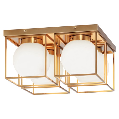 Squircle Aged Gold Semi-Flush Mount by Matteo Lighting