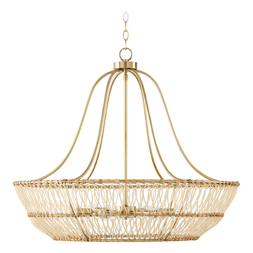 Wren 32-Inch Rattan Chandelier in Matte Brass by Capital Lighting